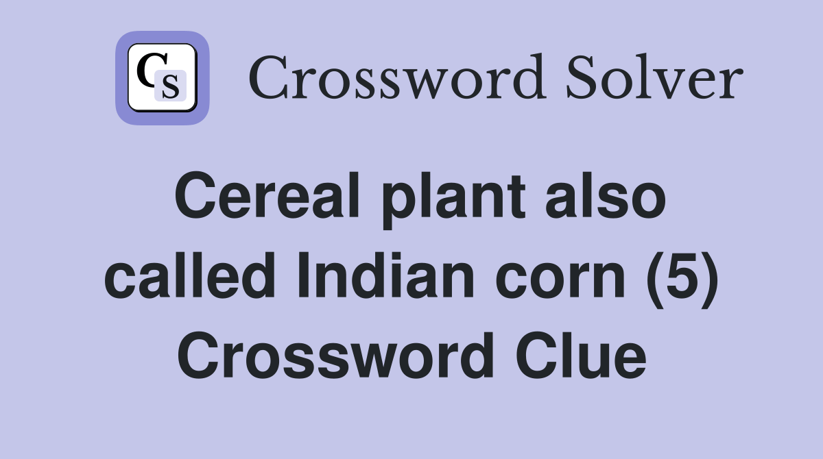 Cereal plant also called Indian corn (5) Crossword Clue Answers